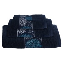 MARINE BUSINESS SET 3 ASCIUGAMANI IBIZA BLU  30 x 50 cm, 50 x 100 cm, 70 x 140 cm in 100% cotone