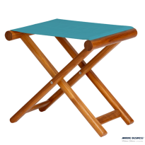 MARINE BUSINESS SGABELLO IN TEAK PIEGHEVOLE - OLEFINA TURCHESE 45x36x46cm