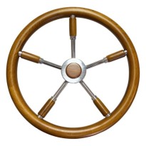VOLANTE INOX E TEAK 40 CM