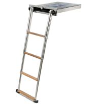 SCALETTA TELESCOPICA A SCOMPARSA IN INOX 4 GRADINI TEAK