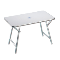 TAVOLO PIEGHEVOLE RETTANGOLARE IN ALLUMINIO ANODIZZATO CON PIANO BIANCO DECORI NAUTICI