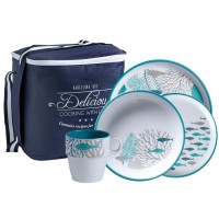 PACK STOVIGLIE MELAMINA ANTISCIVOLO COASTAL, 4 PERSONE – 16 PC