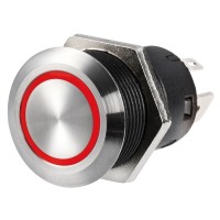 Interruttore FLAT inox (ON)-OFF (momentaneo) 24 V rosso
