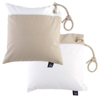 SET 2 CUSCINI IMPERMABILI CON CIMA BIANCO E BEIGE 40 X 40 CM