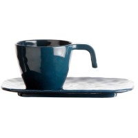 SET 6 TAZZE DA LATTE + PIATTINO HARMONY - BLU LAGOON