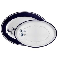 MARINE BUSINESS SET 2 VASSOI OVALI WELCOME ON BOARD 30 x 22,5cm / 35 x 25,5 cm