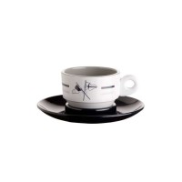 MARINE BUSINESS SET 6 TAZZINE DA CAFFE' + PIATTINO WELCOME ON BOARD, Ø 6,5 cm, H 4,7 cm 80 ml