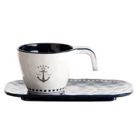 MARINE BUSINESS SET 6 TAZZINE DA CAFFE' + PIATTINO SAILOR SOUL, Ø 6 cm, H 5 cm