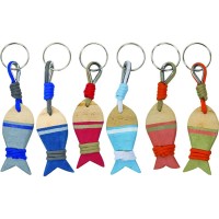 PORTACHIAVI IN LEGNO GALLEGGIANTE PESCIOLINO vari colori con redancia
