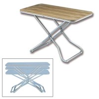 TAVOLO IN ALLUMINIO ALTEZZA VARIABILE DIMENSIONE PIANO IN LEGNO 60X115 CM