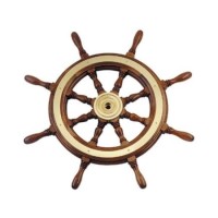 RUOTA TIMONE IN MOGANO CON GHIERA 37 CM